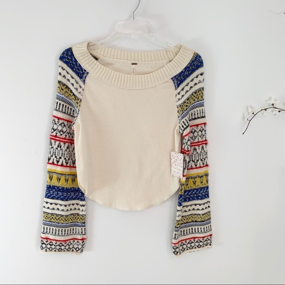 Free People Fairground Striped Sleeve Top XS NWT - Picture 4 of 8